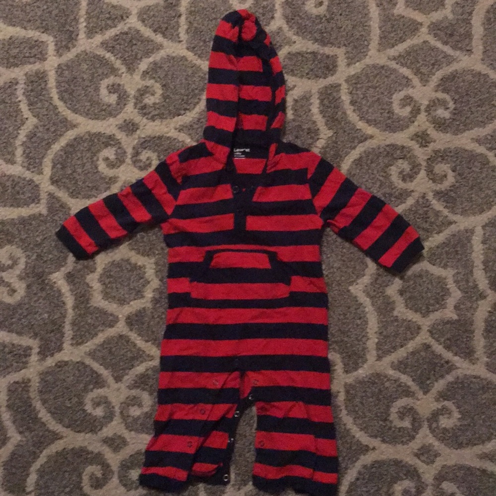 Red and blue body suit